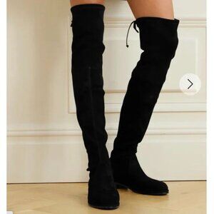 STUART WEITZMAN Lowland Stretch SuedeThigh Boots 8.5 Black Worn 1x $950